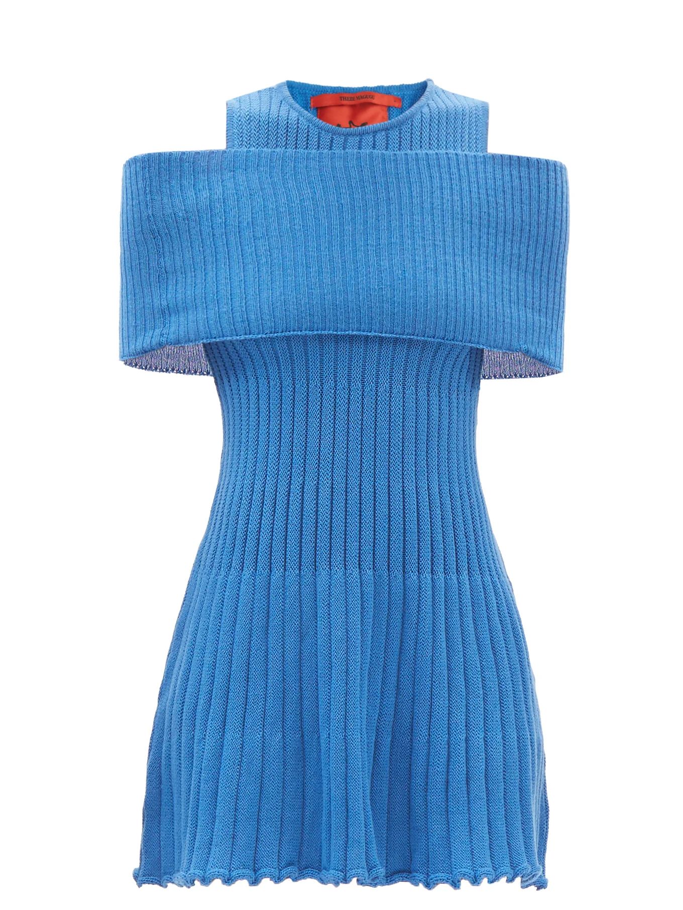 Stole cold-shoulder ribbed-wool mini dress | Thebe Magugu | Matches (US)