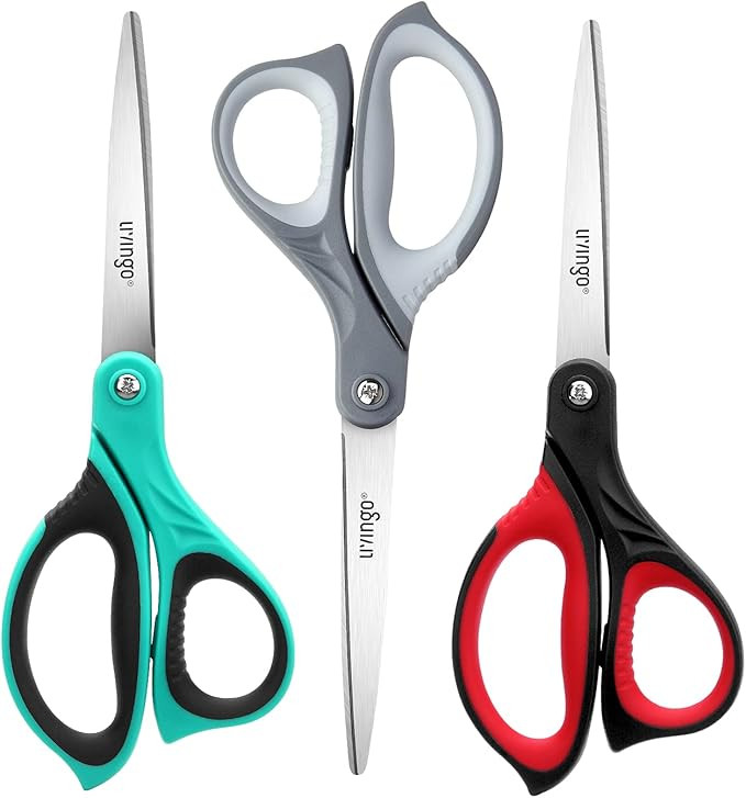 LIVINGO 8.5" Scissors All Purpose, 3 Pack Ultra Sharp Blade Shears, Professional Ergonomic Comfor... | Amazon (US)