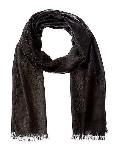 Logo Jacquard Wool & Silk-Blend Scarf | Gilt & Gilt City