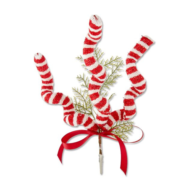 Red and White Striped Curly Christmas Clip Ornament, 10 in, by Holiday Time - Walmart.com | Walmart (US)