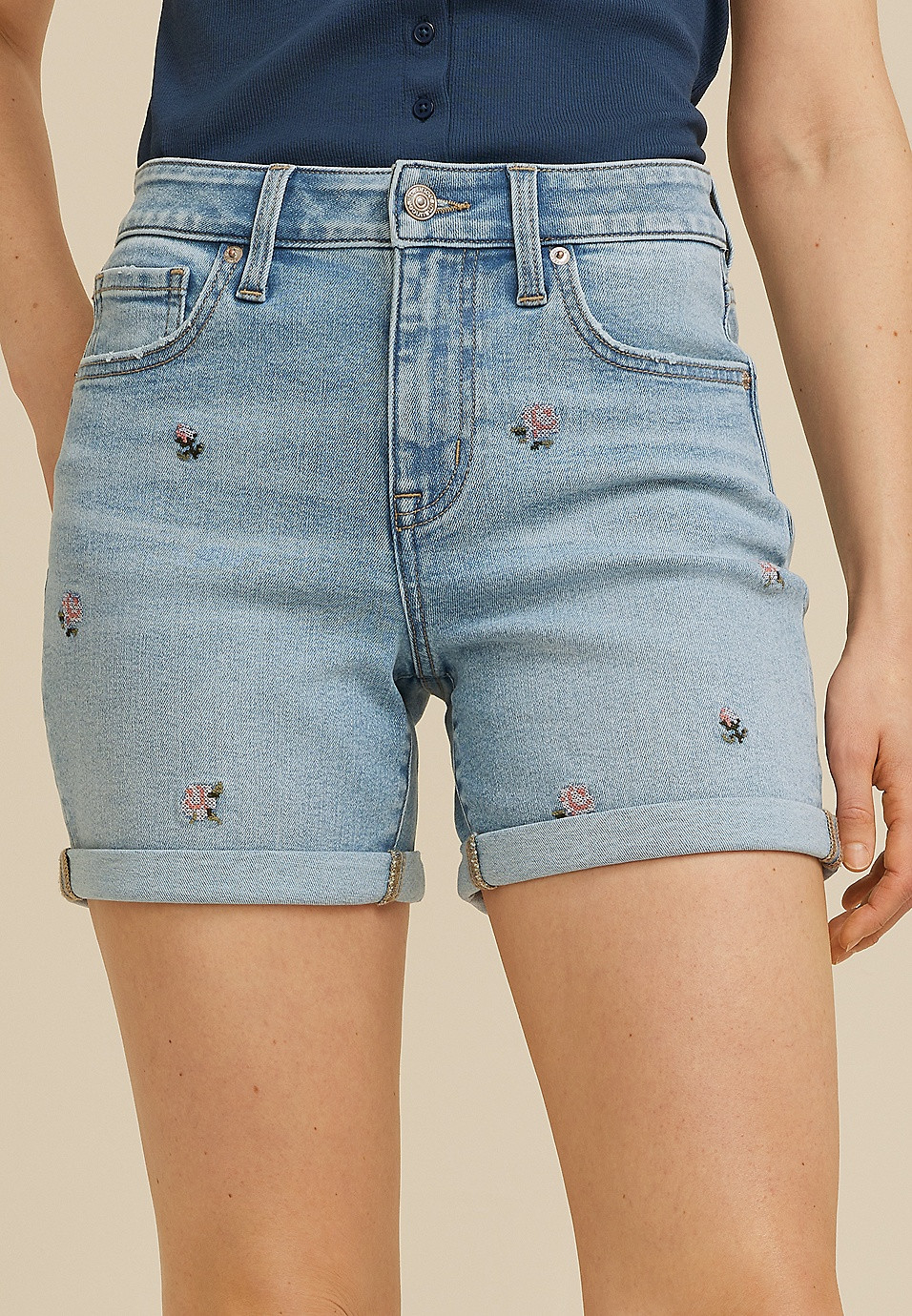 m jeans by maurices™ Floral Embroidered High Rise 5in Short | Maurices