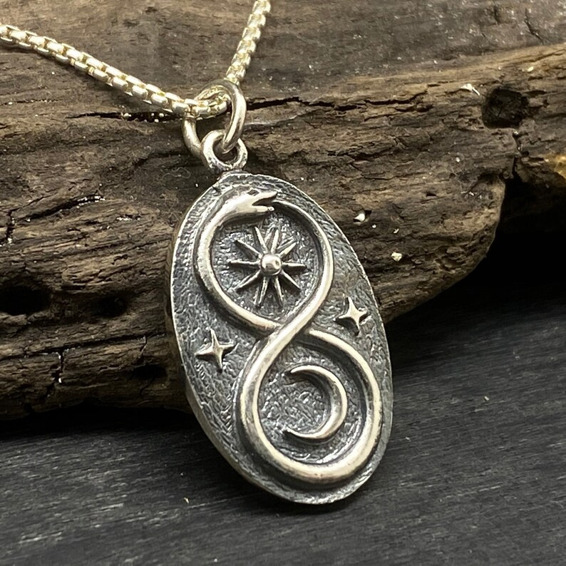 Sterling Silver Infinity Ouroboros Snake Necklace With Sun and | Etsy | Etsy (US)