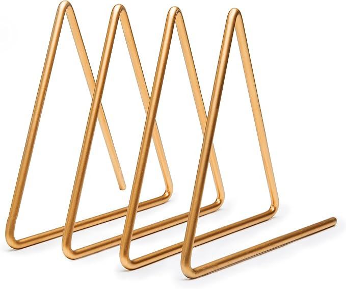 MyGift 3-Slot Desktop Triangular Gold-Tone Wire Metal Magazine, Book & File Sorter with 3-Slots | Amazon (US)