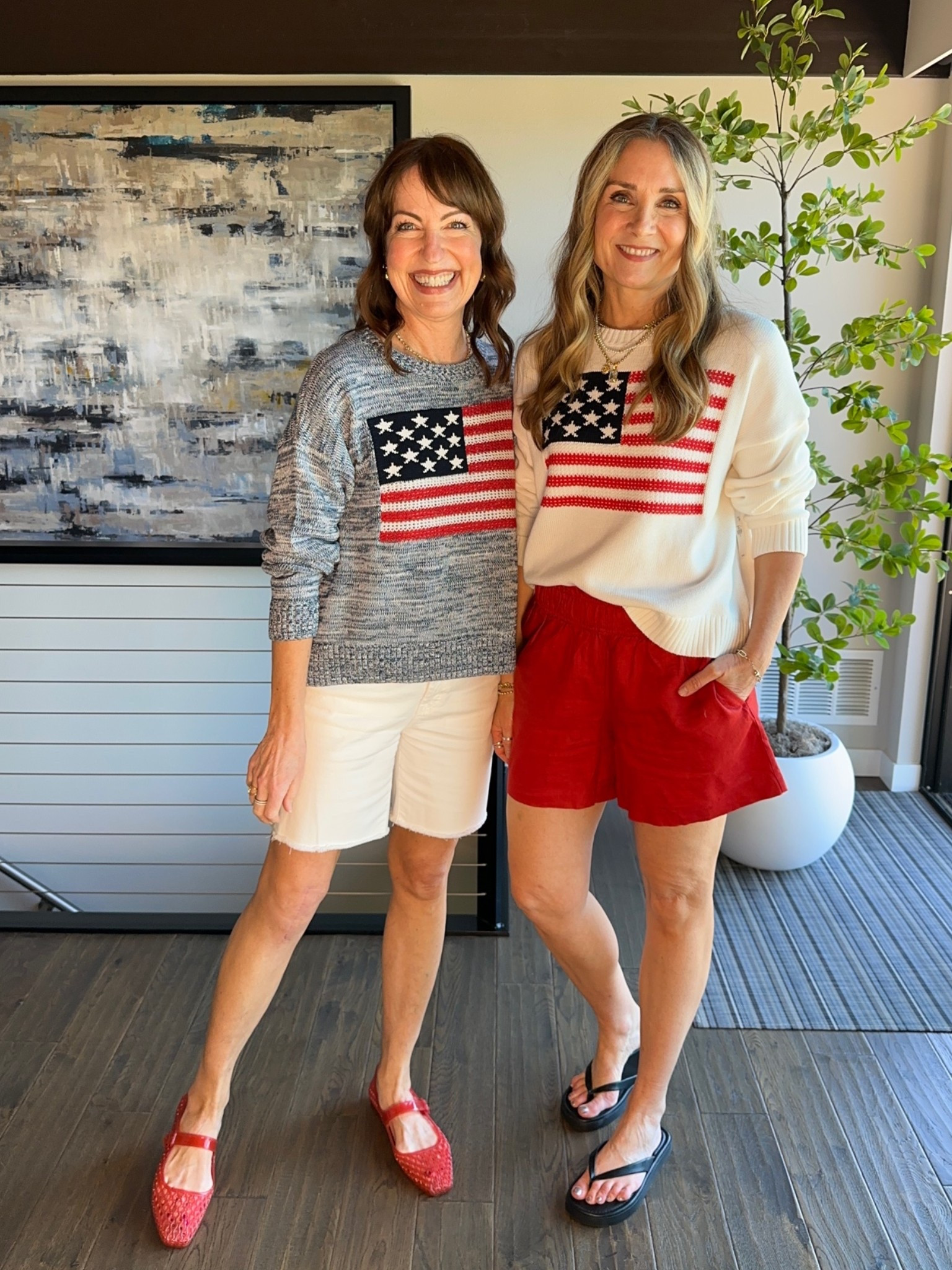 The cutest affordable flag sweaters from @oldnavy ! The blue marled one is especially unique! @Quince linen shorts in red are so good and Krista loves these white denim shirts!

#LTKootd #LTKOver40 #LTKSeasonal