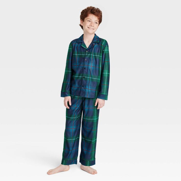 Kids' Holiday Tartan Plaid Matching Family Pajama Set - Wondershop™ Blue | Target