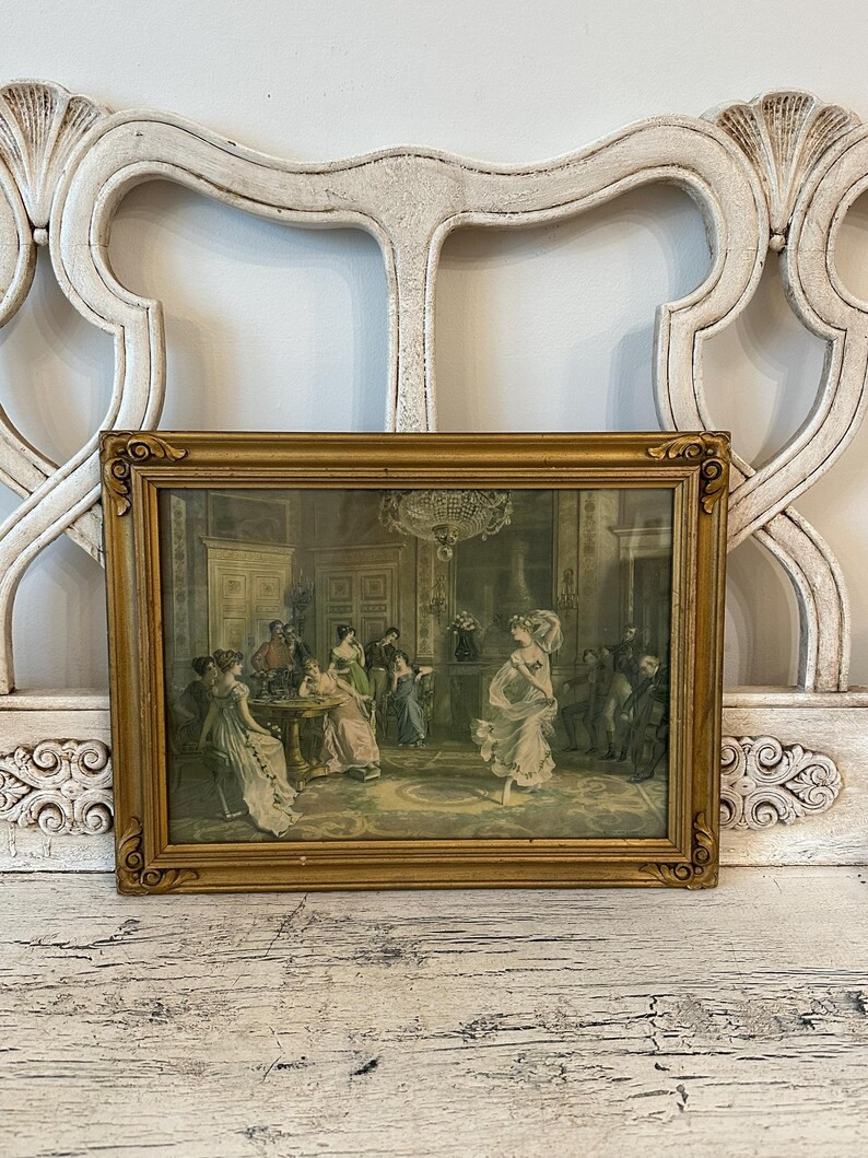 Vintage 1940's Romantic, Italian Style Print - Beautiful, Distressed Print in Original Gold Frame... | Etsy (US)
