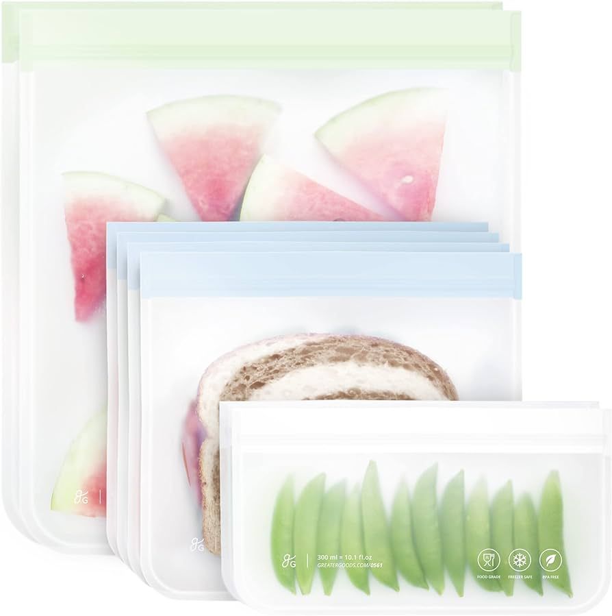 Greater Goods Reusable Food Bags | BPA Free, Food Grade Snack Pouch Made from PEVA | Reusable Pla... | Amazon (US)