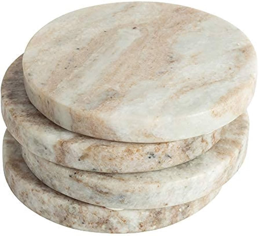 Palais Essentials Farmhouse Decor Marble Coasters for Drinks - Kitchen Table Drink Coaster Set of... | Amazon (US)