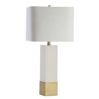 JONATHAN Y Jeffrey 29 in. Brass Gold/White Metal/Marble LED Table Lamp JYL5009A | The Home Depot