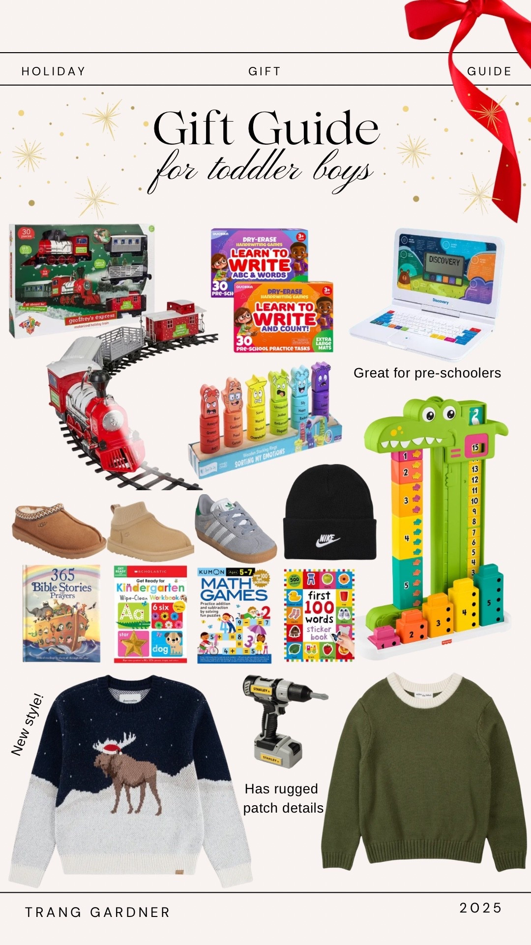 Sweaters, Christmas train, story books, learning books, math books, kindergarten books, laptop, shoes, toys 

#LTKHoliday #LTKGiftGuide #LTKKids