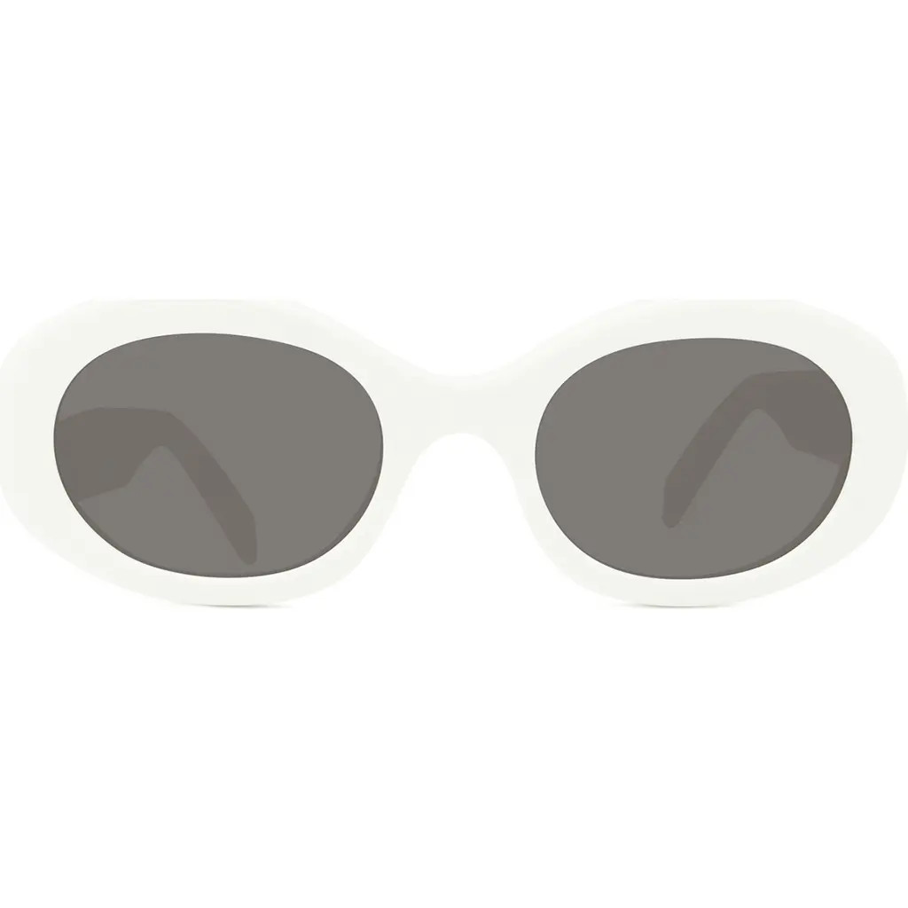 CELINE Triomphe 52mm Oval Sunglasses in Shiny Solid Ivory/Smoke at Nordstrom | Nordstrom