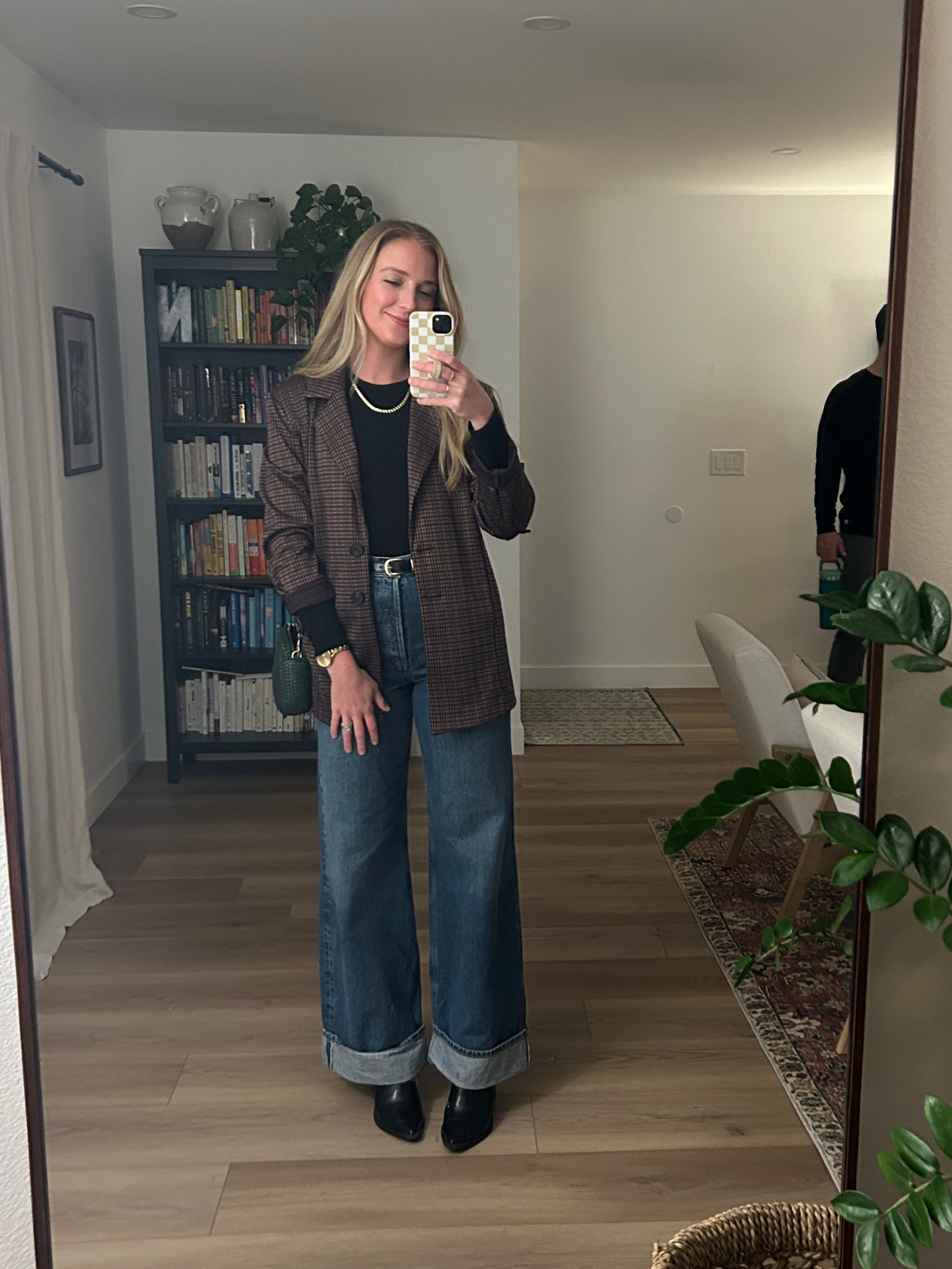 An oversized plaid blazer always completes the fit. I don’t make the rules. This one is old from anthro but I linked a few options here! Most are on sale too 👏🏻