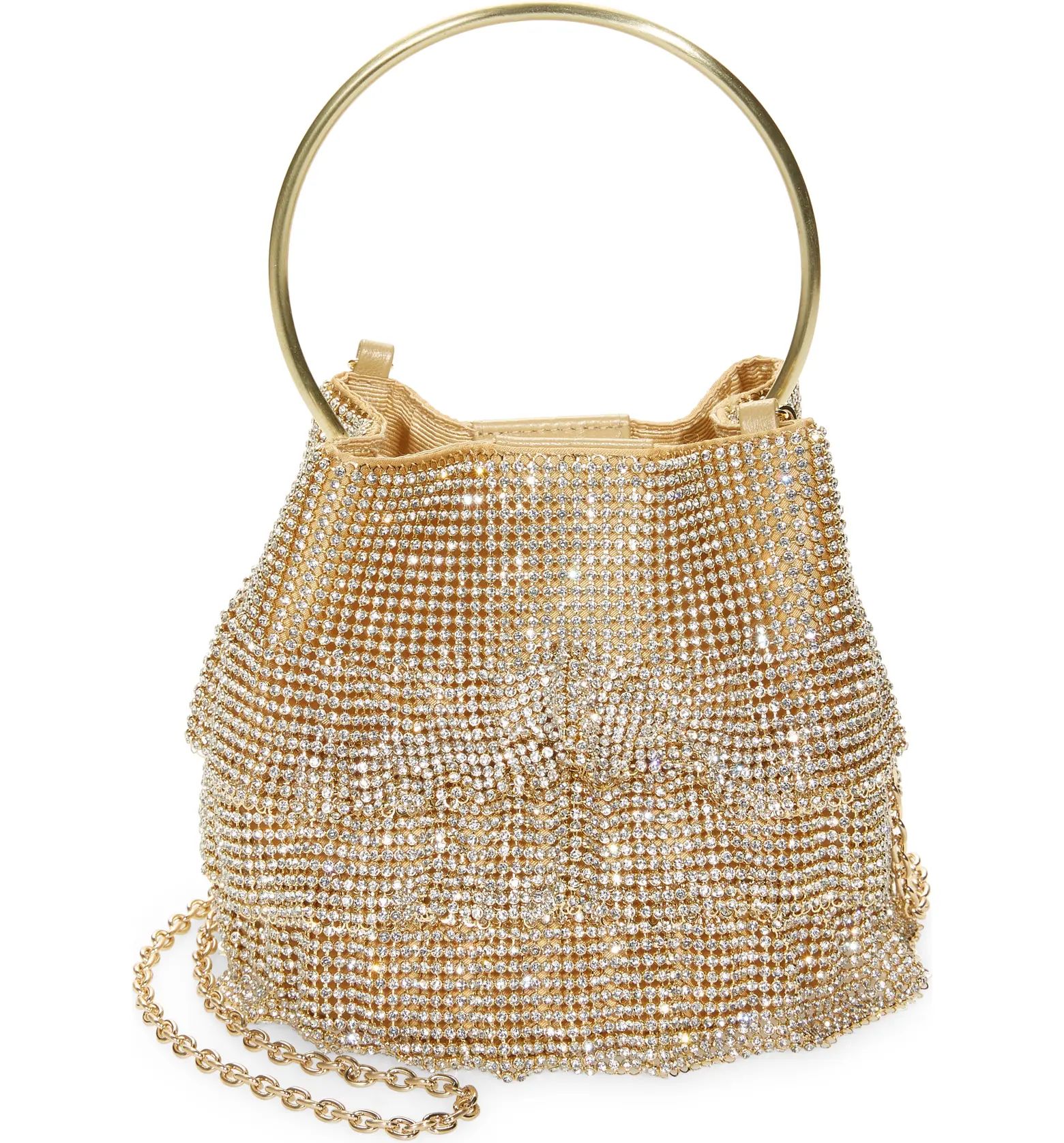 Soleil Ruffle Crystal Bucket Bag | Nordstrom