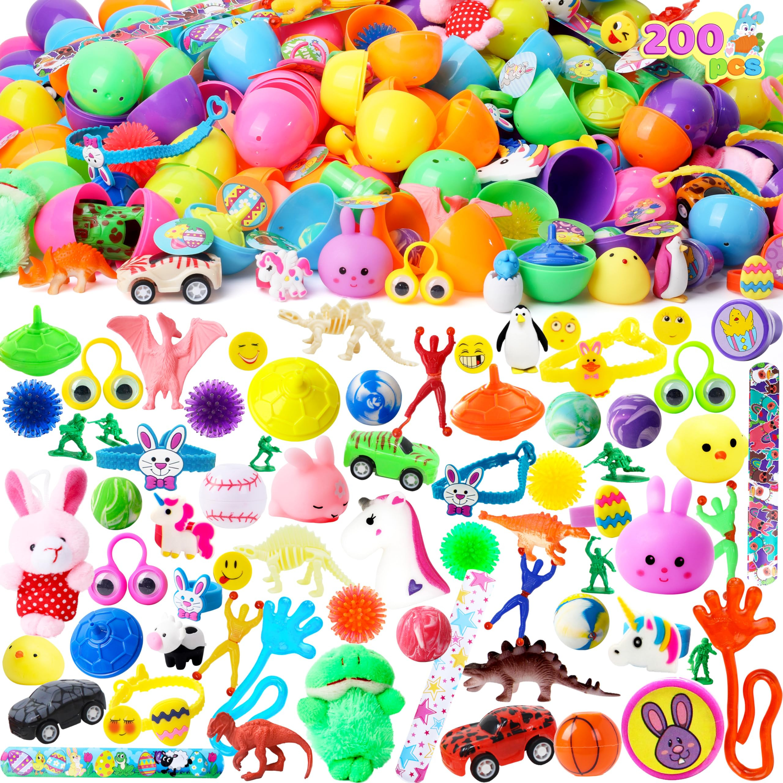 JOYIN 200Pcs Prefilled Easter Eggs with Assorted Toys Plus Stickers Inside, Easter Eggs Filled fo... | Amazon (US)