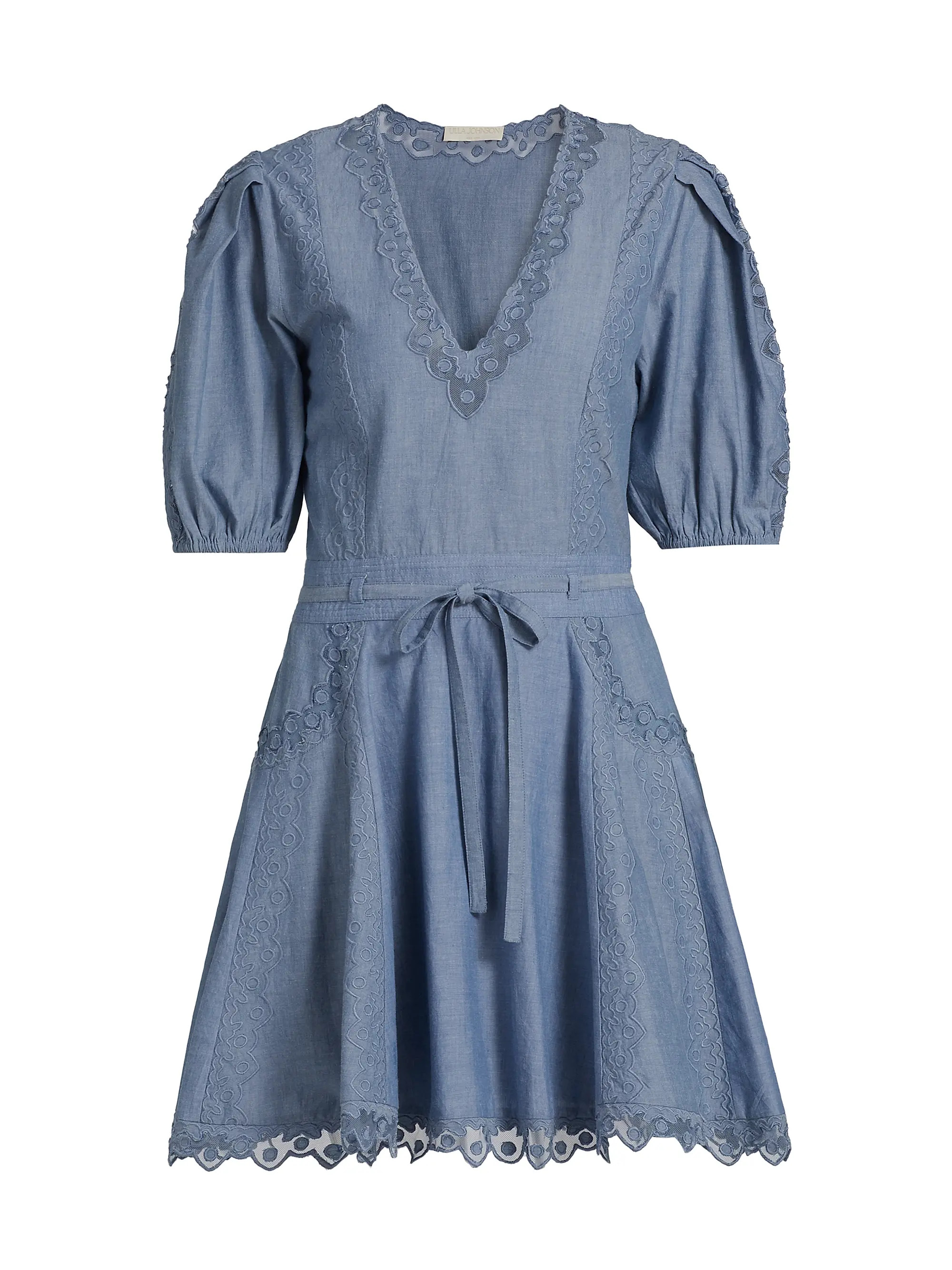 Ulla Johnson Camila Lace-Trim Cotton A-Line Minidress | Saks Fifth Avenue | Saks Fifth Avenue