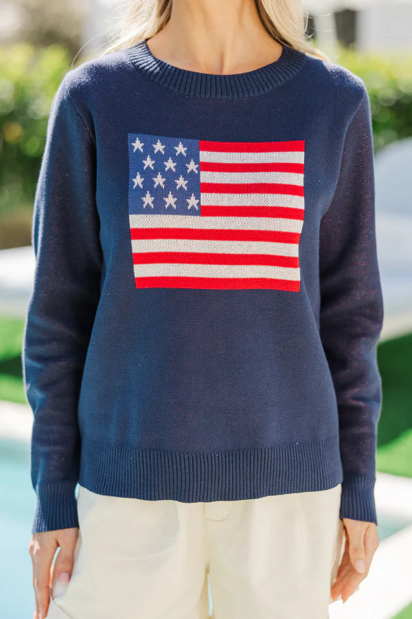 On Your Side Navy Flag Sweater | The Mint Julep Boutique