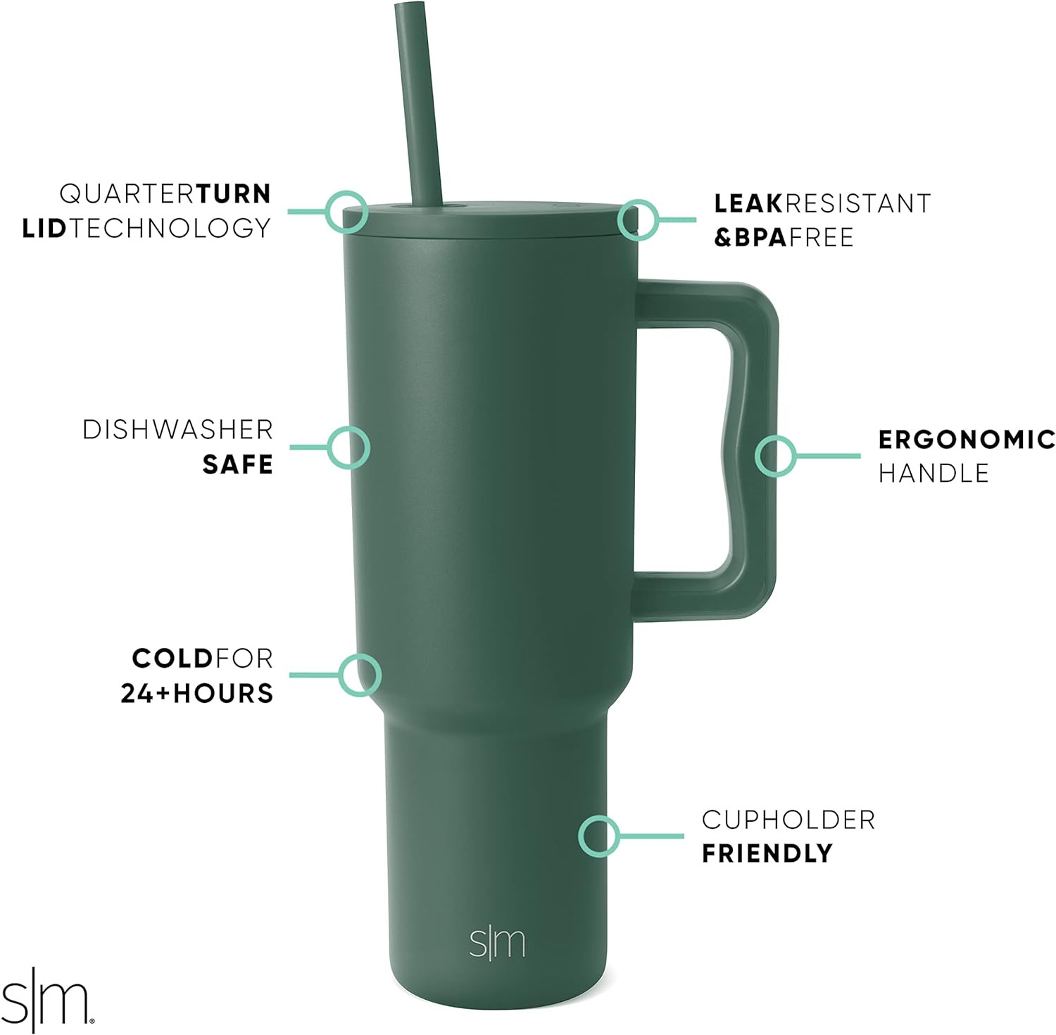 Simple Modern 40 oz Tumbler with Handle and Straw Lid | Insulated Cup Reusable Stainless Steel Wa... | Amazon (US)