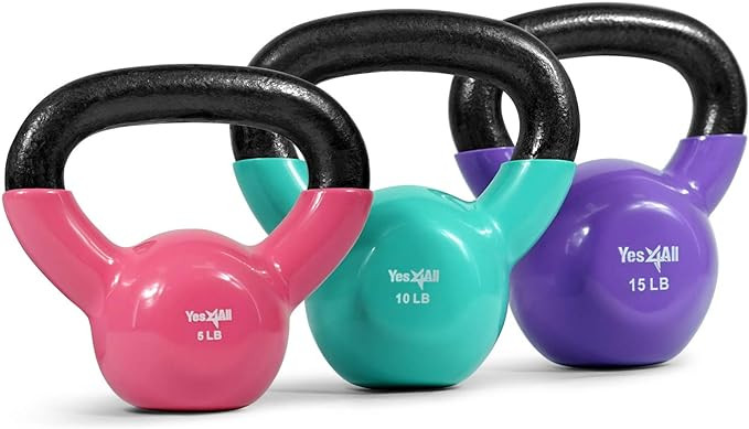 Yes4All Kettlebell Set Vinyl Coated Weights Combo for Full Body Workout Equipment Push up, Grip S... | Amazon (US)