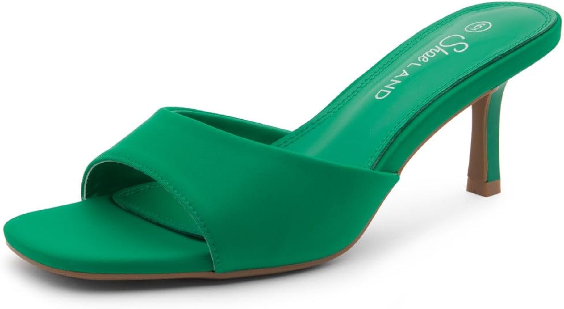 Shoe Land Deverena Women's Low Heels Stiletto Heeled Slides, Open Toe One Band Slip-On Heeled Mul... | Amazon (US)