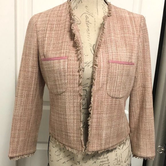 BCBG Maxazria Pink Brown Tweed 3/4 Sleeve Jacket | Poshmark