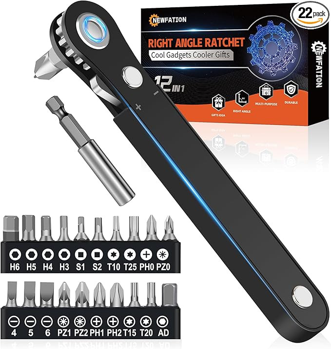 Ratcheting Screwdriver Men Gifts-Right Angle Screwdriver For Tight Space Cool Gadget EDC Gear Gif... | Amazon (US)