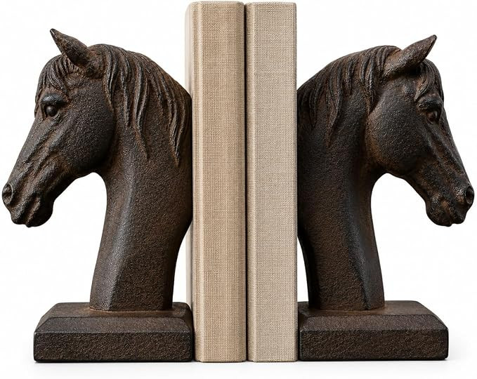 Comfy Hour 7 Inch Horse Bookends, Horse Head Book Ends, Set of 2 | Heavy decorative book ends for... | Amazon (US)