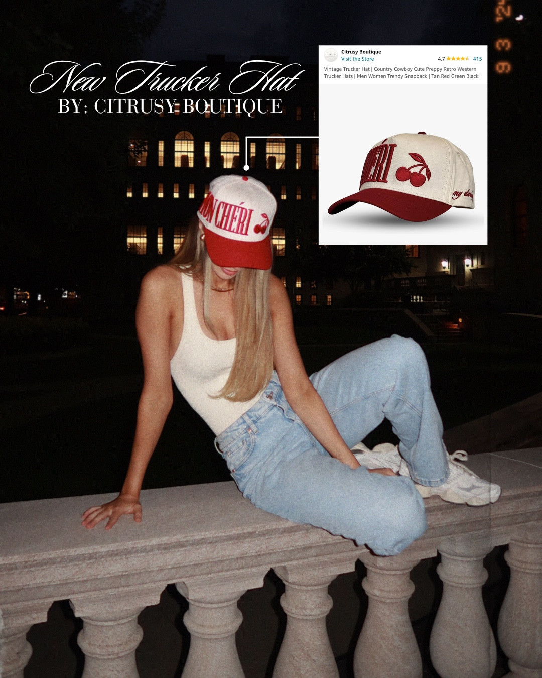 MON CHÉRI OUTFIT ♥️🍒 | Amazon - Citrusy Boutique trucker hat - Mon Cheri dark red, Amazon bodysuit size: XS, Forever 21 baggy low rise jeans, New Balance 9060s kicks 

#LTKStyleTip #LTKFindsUnder50 #LTKFallSale