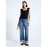 Free Assembly Women's and Women's Plus Square Neck Cotton Sweater with Flutter Sleeves, Sizes XS-... | Walmart (US)