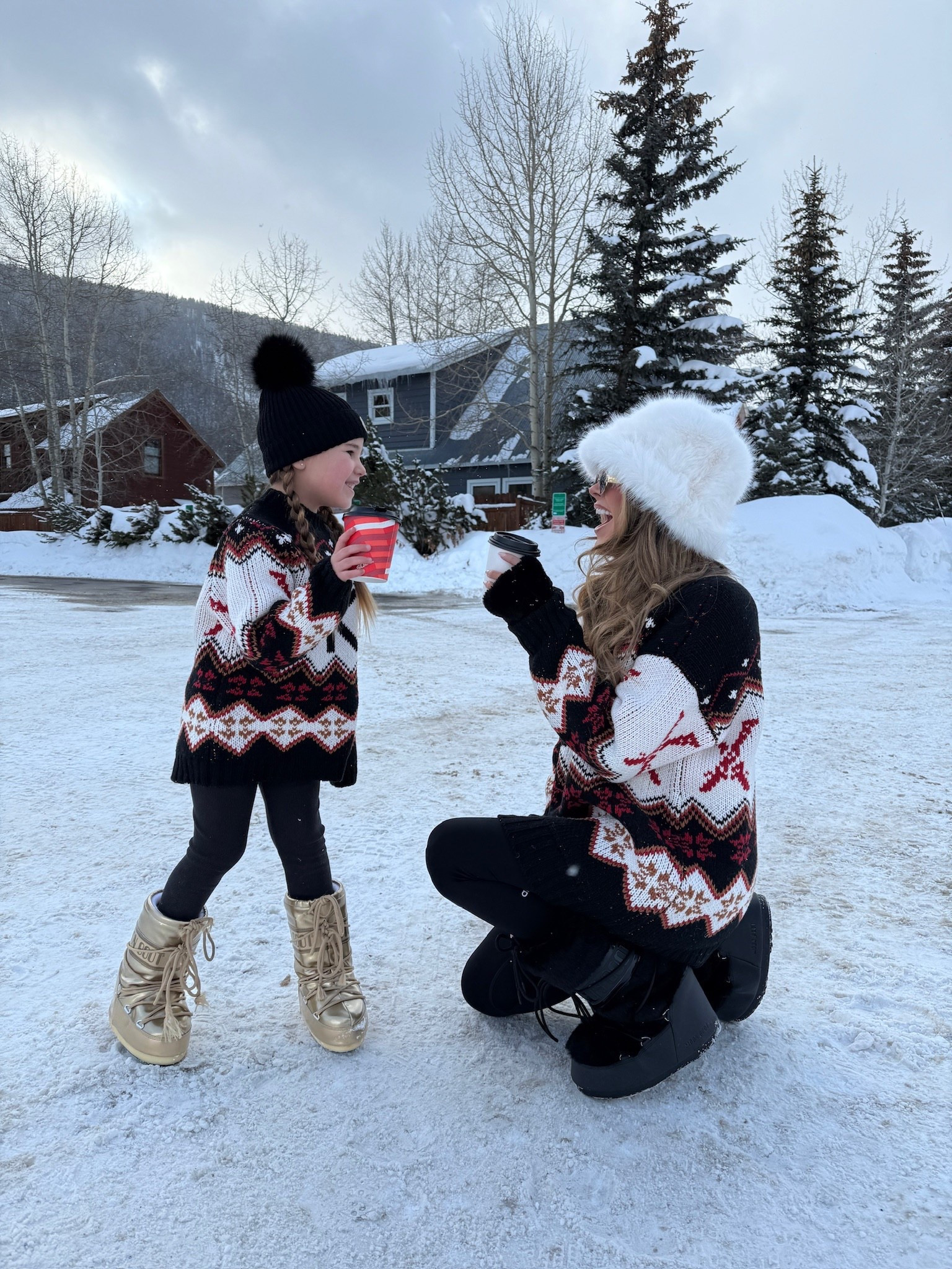 I’m wearing size small in sweater and  XS in my fave  black leggings.

Matching sweaters, show me your mumu, ski sweater, apres ski, fur hat, moon boots, winter fashion, ski fashion, Winter outfits, vacation outfits, cozy set, scarf coat, Emily Ann Gemma 


#LTKTravel #LTKmomlife #LTKKids