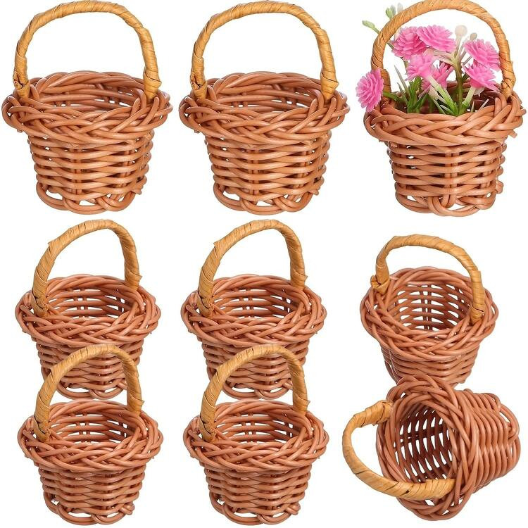 10pcs Mini Woven Decorative Baskets, Decorative Photography Props Small Woven Baskets, Rustic Style Furniture Decor Baskets, Handmade Woven Flower Baskets, For Doll House Decor, Fairy Garden Decor And Tabletop Decor, DIY Micro Scene Decor, Handicrafts, Suitable For Potted Landscaping, Fairy Tale Garden Accessories, Outdoor Yard Decor, Garden Party, Gardening Decor, Toy House Model, Architectural Sandbox Props, Kitchen Decor, Personalized Gifts, Collectible Gifts | SHEIN