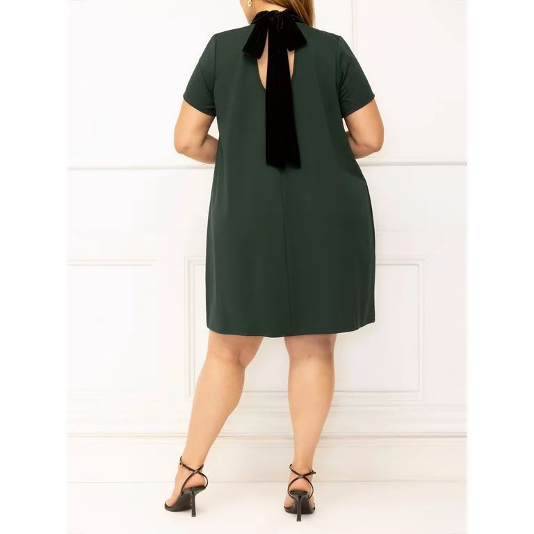ELOQUII Elements Women's Plus Size Back Bow Mini Dress - Walmart.com | Walmart (US)