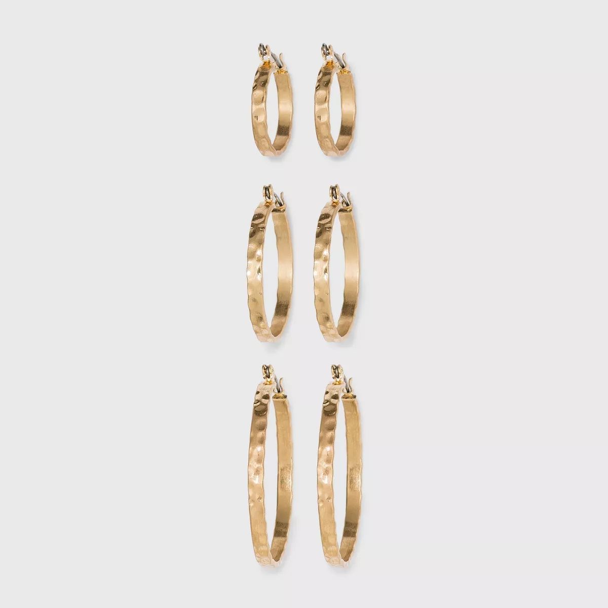 Textured Multi Click Top in Worn Gold Hoop Stud Earring Set 3pc - Universal Thread™ Gold | Target