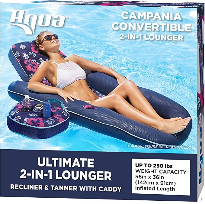 Aqua Campania Ultimate 2-in-1 Pool Float Lounge – Extra Large – Inflatable Pool Floats for A... | Amazon (US)