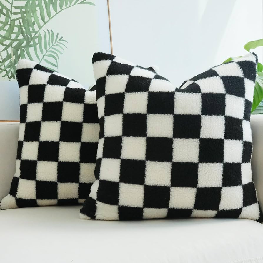 JOJUSIS Decorative Throw Pillow Covers Luxury Style Checkerboard Pattern Cushion Case Super Soft ... | Amazon (US)