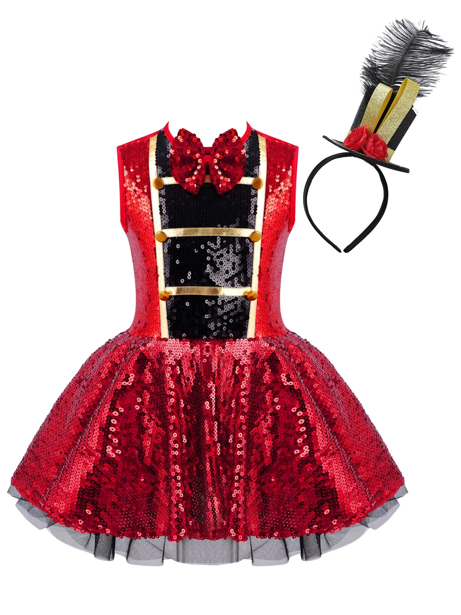 YEAHDOR Kids Girls Circus Ringmaster Costume Sequins Tutu Dress for Carnival Party Dress-up | Walmart (US)