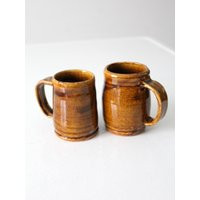 Vintage Rustic Handmade Pottery Mugs Pair | Etsy (US)