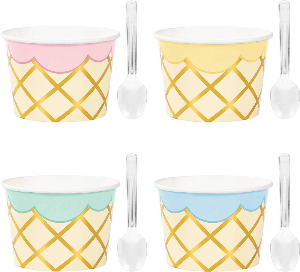 Creative Converting Ice Cream Party Treat Cups with Spoons, 8 ct | Amazon (US)