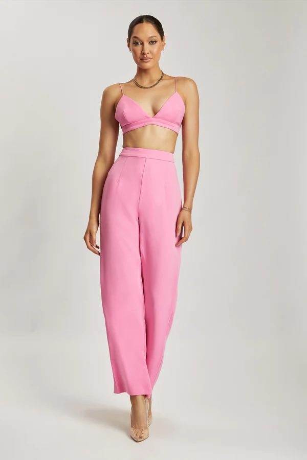 Saskia Straight Leg Trousers - Pink | MESHKI US