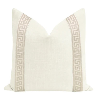SIGNATURE LINEN // BONE + GREEK KEY TRIM // CASHMERE | LITTLE DESIGN LLC