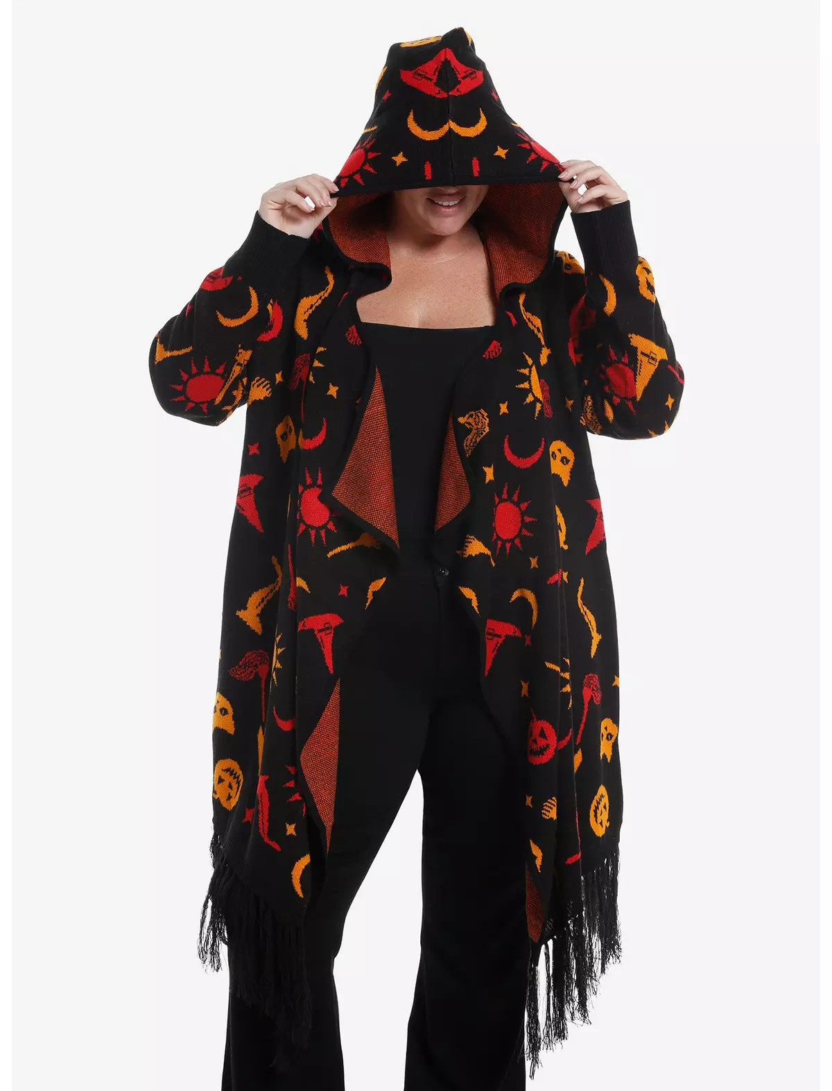 Her Universe Disney Hocus Pocus Dani Hooded Fringe Girls Cardigan Plus Size | Hot Topic