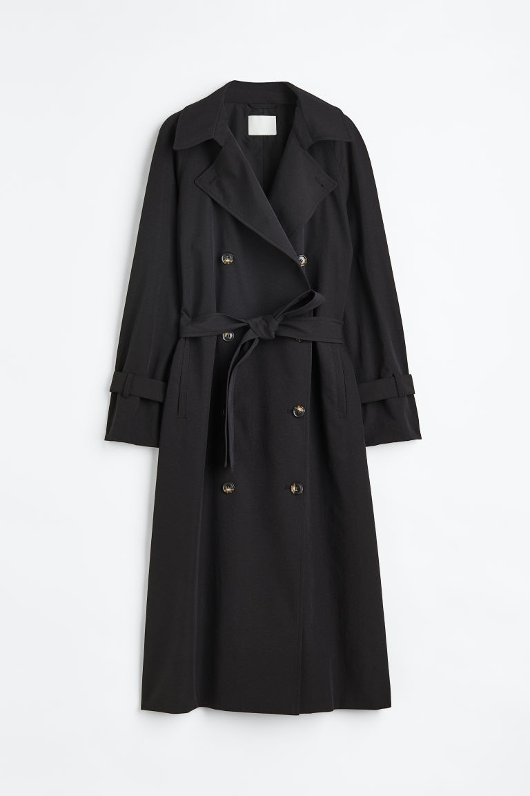 H & M - Double-breasted trenchcoat - Black | H&M (UK, MY, IN, SG, PH, TW, HK)