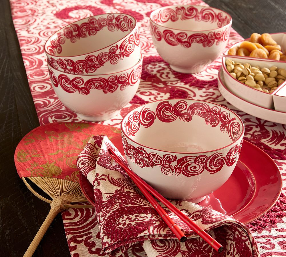 Lunar New Year Stoneware Noodle Bowls - Set of 4 | Pottery Barn (US)