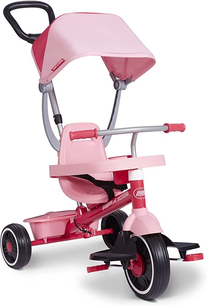 Radio Flyer Pedal & Push 4-in-1 Stroll 'N Trike, Pink Tricycle, Tricycle for Toddlers Age 1-5, To... | Amazon (US)