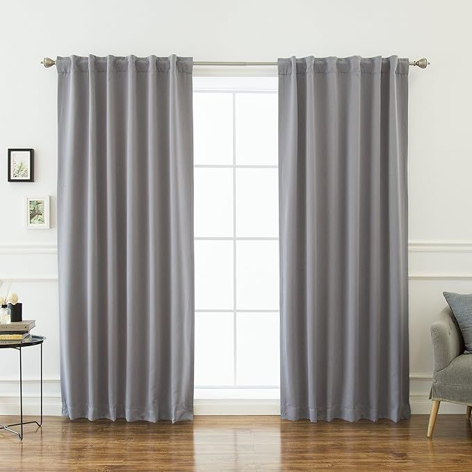 Best Home Fashion Premium Thermal Insulated Blackout Curtains - Back Tab/Rod Pocket - Grey - 52" ... | Amazon (US)