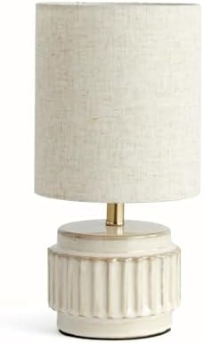 Napa Home & Garden Austin White Antiqued Glaze Ceramic Small Petite Mini Lamp w/Drum Linen Shade ... | Amazon (US)