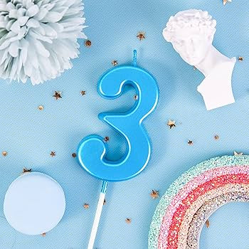 PHD CAKE 2.76 Inch Modern Blue 3 Number Birthday Candles, Blue Number Candles, Cake Number Candle... | Amazon (US)