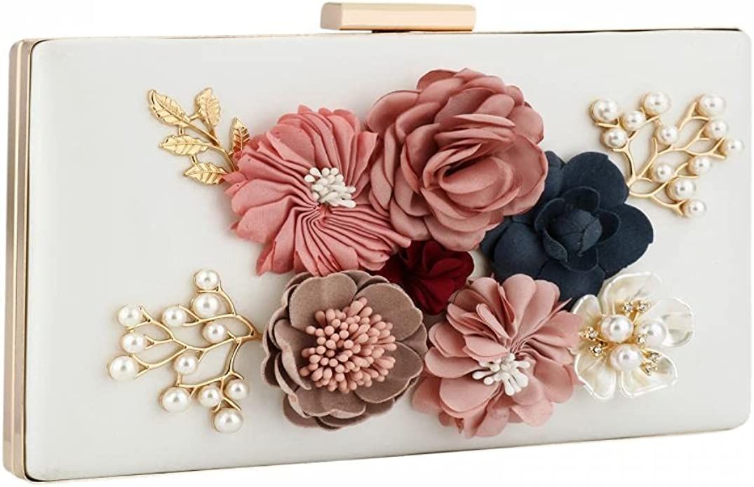 PU Leather Purses and Handbags for Women Floral Beaded Embellished Clutch Bag Elegant Banquet Wed... | Amazon (US)
