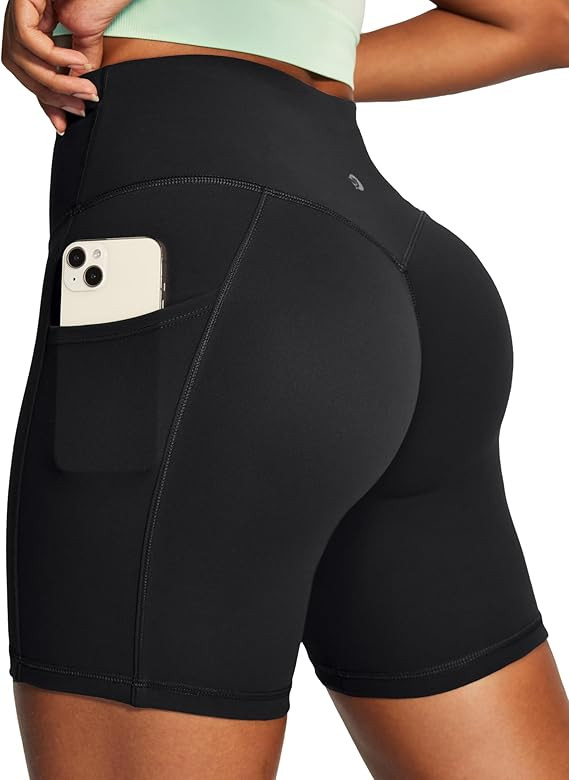 IUGA Scrunch Butt Lifting Biker Shorts Women with Pockets 6'' High Waisted Workout Shorts Tummy C... | Amazon (US)