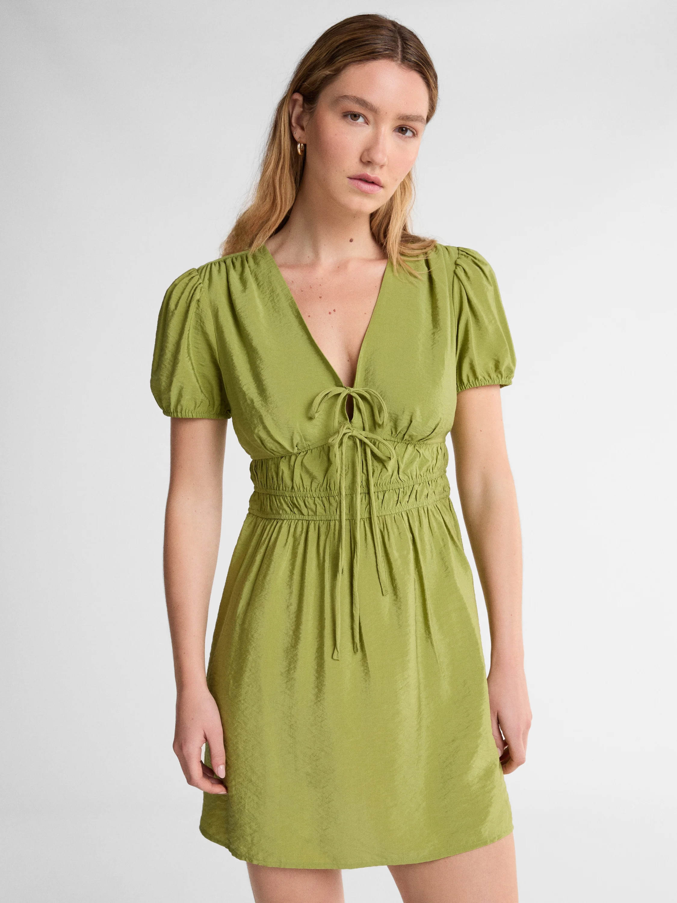 Scoop Women’s Mini Tie Dress with Puff Sleeves, Sizes XS-XXL | Walmart (US)