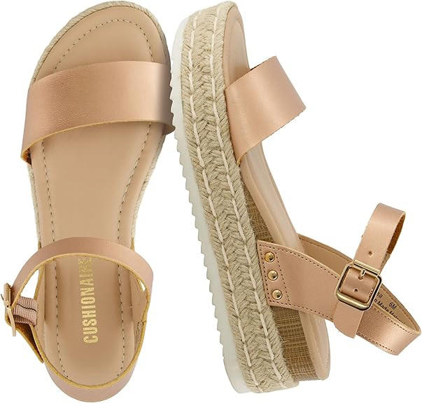 CUSHIONAIRE Melissa Espadrille Platform Sandals For Women with Adjustable Ankle Strap and Memory ... | Amazon (US)